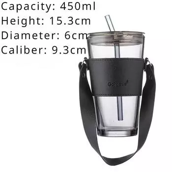 Соломенная чашка для воды стеклянная простая повседневная кофейная чашка с крышкой и цветная бамбуковая чашка портативный стакан с прямой соломинкой для питья 450ml