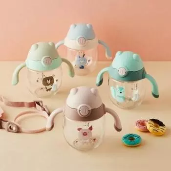 Соломенная чашка Lock&Lock Strap Infant Petite Friends, 300 мл, синяя (ABF790BLU), 1 шт.