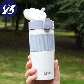 Соломенная чашка-термос для девочек, чашка для воды, студенческая портативная кофейная чашка, портативная чашка-термос, чашка большой вместимости коричневый