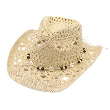 Соломенная ковбойская шляпа для мужчин женщин шляпа в западном стиле ковбойская шляпа с моделируемыми полями плетеная ажурная пляжная прибрежная шляпа от солнца