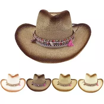 Соломенная ковбойская шляпа Outback Western Мужская женская ковбойская шляпа кофейный