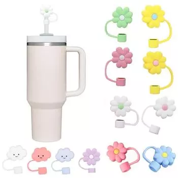 Соломенная крышка для чашки, силиконовый соломенный топпер, совместимый с стаканом для чашек с ручкой, крышки соломенных кончиков для чашек, аксессуары One Size