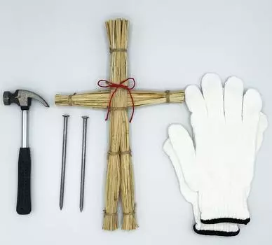 Соломенная кукла DLAVE, работа из соломы, солома для косплея сезона быка или дзюдзюцу Адской девочки (большой), 5-дюймовый гвоздь, молоток, перчатки, Япония, кукла, кукла,