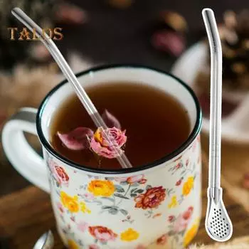 Соломенная ложка 3 в 1 Соломенная ложка из нержавеющей стали с фильтром Съемная головка Пищевая многоразовая экологически чистая мешалка Коктейли Рассыпной чай Кофе со льдом серебряный