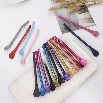 Соломенная ложка из нержавеющей стали, ароматный фильтр для чая «два в одном», соломенная ложка для перемешивания остатков кофе