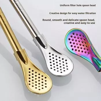 Соломенная ложка из нержавеющей стали Yousheng для напитков, многоразовый фильтр для чая, соломинка для помешивания, многофункциональная герметичная питьевая соломинка для различных напитков 18cm