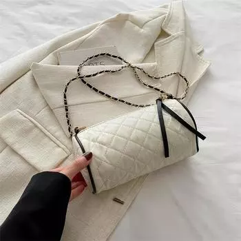 Соломенная модная повседневная сумка-цепочка, сумка на плечо, экономичная сумка-цилиндр белый