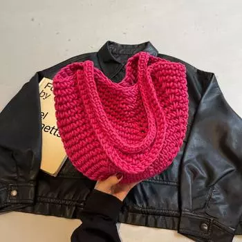 Соломенная плетеная сумка женская большая вместимость 2024 новая летняя сумка для отдыха на плече портативная сумка для пляжа на берегу моря жёлтый