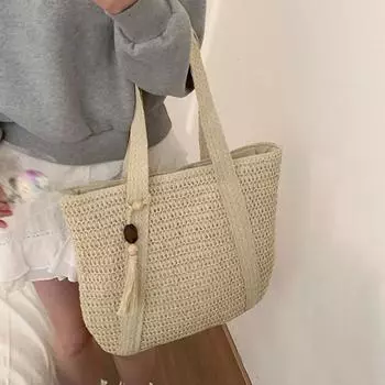 Соломенная пляжная сумка, соломенная плетеная сумка с кисточками, ручная плетеная сумка, летняя сумка на плечо для женщин, для путешествий, пляжного отдыха зелёный