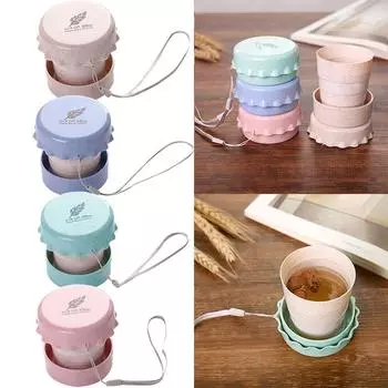 Соломенная пшеничная чашка для питья, портативная складная складная пластиковая телескопическая чашка для путешествий, кемпинга, удобная легкая переноска, дорожная бутылка