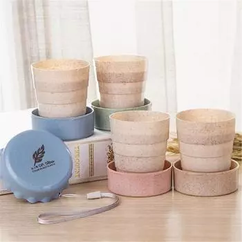 Соломенная пшеничная чашка для питья, портативная складная складная пластиковая телескопическая чашка для путешествий, кемпинга, удобная легкая переноска, дорожная бутылка