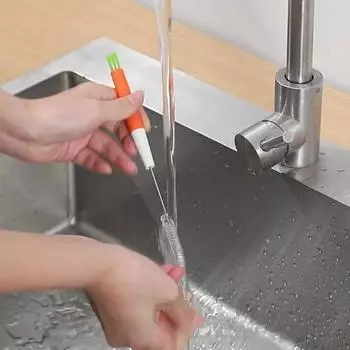 Соломенная щетка Удобная эффективная нержавеющая сталь Популярная нейлоновая шелковая бестселлер Гибкая щетка для чистки Кухонные принадлежности Щетка для чашек серый