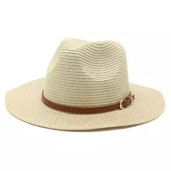 Соломенная шляпа Дамская шляпа-цилиндр Мужская и женская соломенная модная солнцезащитная шляпа от солнца M56-58cm коричневый