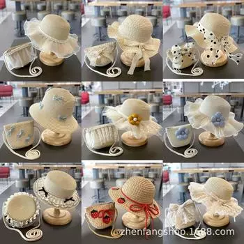 Соломенная шляпа для девочек Ins, детская шляпа, летняя солнцезащитная шляпа, новая шляпа рыбака с большими полями