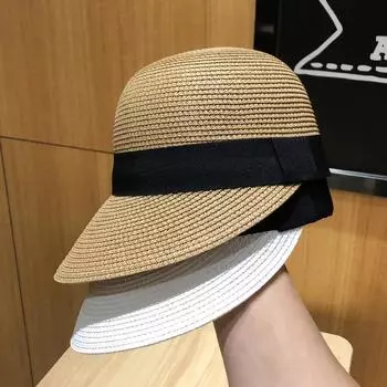 Соломенная шляпа для верховой езды с утиным языком, женская летняя универсальная дорожная соломенная шляпа с наклейкой, повседневная модная шляпа от солнца one size fits all хаки
