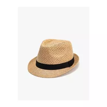 Соломенная шляпа Fedora с ремешком в крупный рубчик с деталями