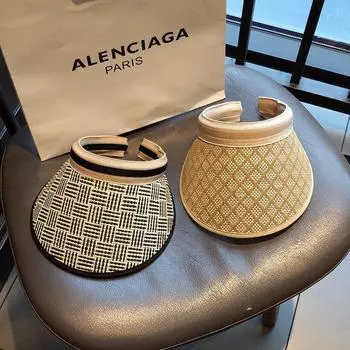 Соломенная шляпа Козырьки Пляжная шляпа Женские шляпы и кепки Пустой цилиндр Летние шляпы для женщин Защита от солнца Шляпа с хвостиком Kpop Designer Adjustable