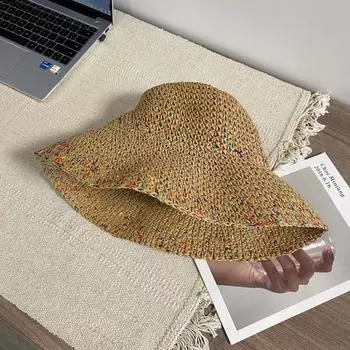 Соломенная шляпа Lafite с защитой от ультрафиолета, соломенная шляпа в стиле бохо, простая плетеная шляпа рыбака для отпуска бежевый