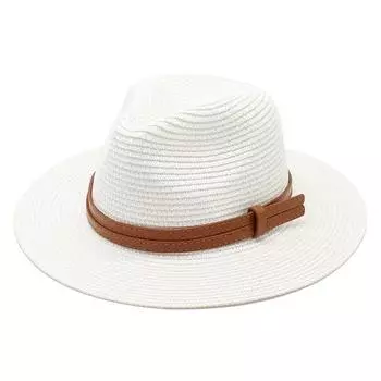 Соломенная шляпа Пляжная шляпа Мужская и женская морская шляпа Солнцезащитная шляпа для отдыха на открытом воздухе Цилиндрическая шляпа в стиле джаз Соломенная шляпа M56-58cm небесно-голубой