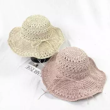 Соломенная шляпа ручной работы Dongdaemun, связанная крючком, солнцезащитная шляпа для женщин, летняя складная шляпа для бассейна, пляжная шляпа для рыбалки M56-58cm хаки