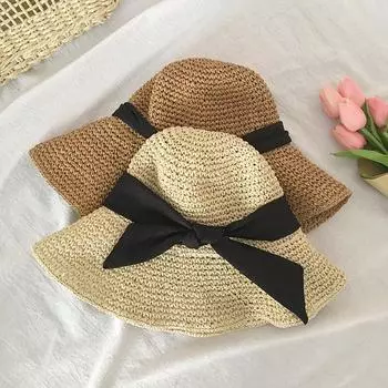 Соломенная шляпа ручной работы с бантом, женская летняя, маленькая, свежая, солнцезащитная шляпа для рыбалки, для путешествий, многофункциональная, солнцезащитная, для отпуска one size fits all хаки