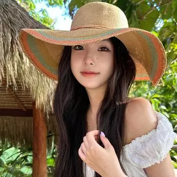 Соломенная шляпа с большими полями и бантом на ремне, женская летняя складная шляпа от солнца для отдыха на море, пляжная шляпа