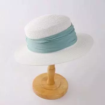 Соломенная шляпа с плоским верхом, женская летняя шляпа с солнцезащитным кремом, универсальная шляпа с плоскими полями, шляпа знаменитости из Интернета M56-58cm чёрный