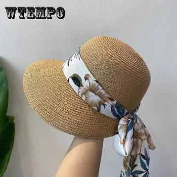 Соломенная шляпа с широкими полями и козырьком от солнца — дышащая, регулируемая, эластичная пляжная шляпа с конским хвостом для женщин, идеально подходящая для активного отдыха на свежем воздухе one size хаки