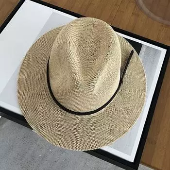 Соломенная шляпа с ветрозащитным верхом, повседневная шляпа от солнца, дышащая сетчатая крутая шляпа, пляжная джазовая шляпа one size fits all хаки