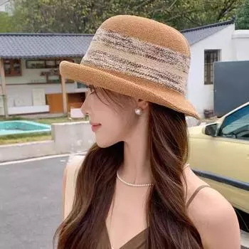 Соломенная шляпа с загнутыми полями, детская летняя элегантная шляпа-цилиндр, дышащая, универсальная, шляпа-ведерко, подчеркивающая лицо