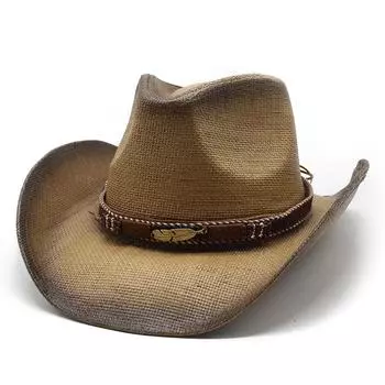 Соломенная шляпа в стиле вестерн-ковбоя, мужская и женская, пляжная шляпа для отдыха на море, соломенная шляпа с распылителем, большая джазовая шляпа с краями M56-58cm