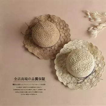 Соломенная шляпа женская летняя маленькая свежая складная пляжная морская шапка крючком женская шляпа от солнца солнцезащитная шляпа от солнца M56-58cm