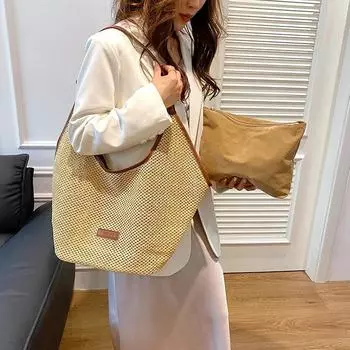 Соломенная сумка через плечо для женщин, летняя дорожная сумка большой вместимости, сумка под мышкой