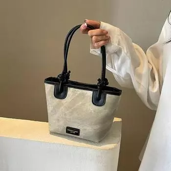 Соломенная сумка Commuter большой вместимости для женщин 2024 года, новая модная и иностранная универсальная сумка через плечо, популярная сумка-ведро под мышкой чёрный