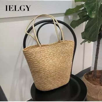 Соломенная сумка IELGY большой вместимости, сумка для отдыха на море, соломенная сумка ручной работы для летнего пляжа премиум-класса