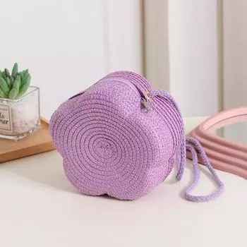 Соломенная сумка Kawaii Small через плечо Vacation Woven Crossbody Bag Fairy Beach Straw Bag Summer розовый