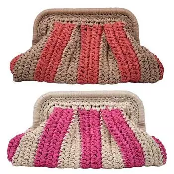 Соломенная сумка-клатч, кошелек-клатч ручной работы, летняя пляжная сумка, сумка с облаками, дизайнерская тканая сумка для путешествий на открытом воздухе розы красного