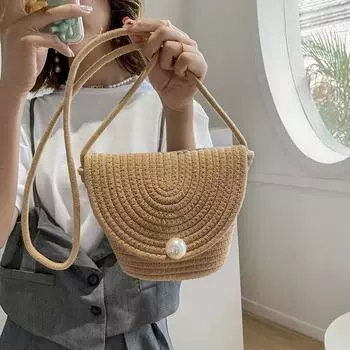 Соломенная сумка-конверт, летняя новая женская сумка через плечо для шопинга, путешествий, поездок на работу, для города, красоты, подарка леди, жемчужного украшения