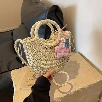 Соломенная сумка, модная женская сумка на одно плечо, женская переносная сумка-корзина для овощей хаки