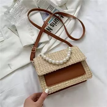 Соломенная сумка с перламутровой застежкой-молнией и персонализированным именем для подарков подружкам невесты