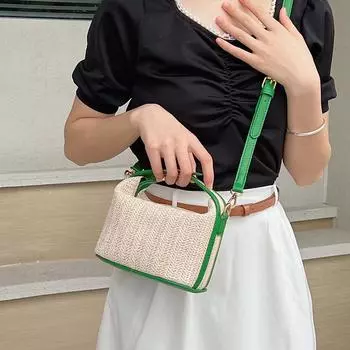 Соломенная сумка Сумка-ведро Сумка через плечо Ручная сумка Женская сумка Трендовая тканая сумка One Size