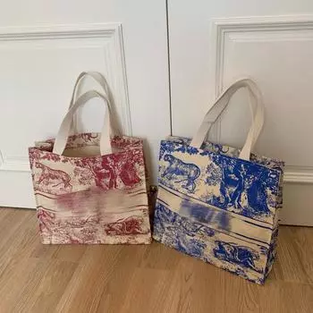 Соломенная сумка-тоут Dijia Classic Tiger Zoo 42x38x14 cm