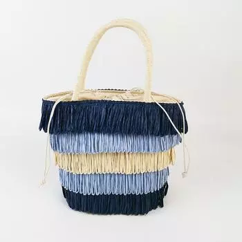 Соломенная сумка Yogodlns с кисточками для женщин, летняя портативная пляжная повседневная сумка-тоут с ручкой из ротанга 16x12x20cm розовый