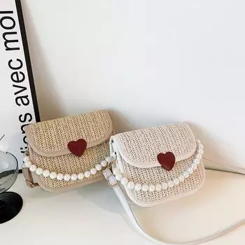 Соломенная сумка женская 2024 новый тренд мода ретро плетеная женская сумка иностранный стиль сумка через плечо маленькая квадратная сумка хаки