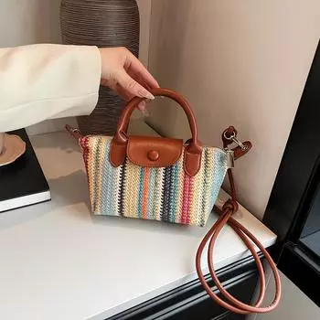 Соломенная сумка женская новая летняя плетеная маленькая сумочка модная все одно плечо сумка-корзина через плечо