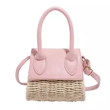 Соломенная сумка женская новая женская сумка модная плетеная сумка контрастного цвета универсальная мини-сумка-мессенджер синий