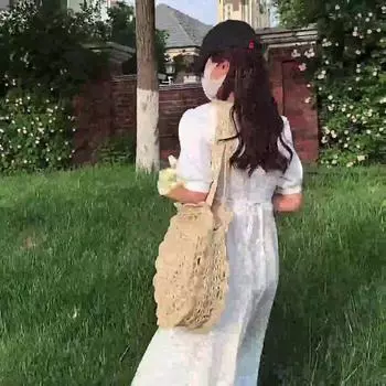 Соломенная вязаная пляжная сумка для женщин, сумки на плечо в богемном стиле ручной работы хаки