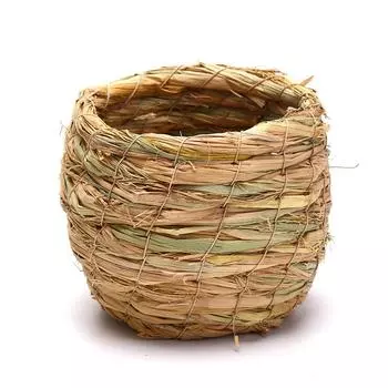 Соломенное птичье гнездо ручной работы с попугаем, теплые клетки для домашних животных, спальня, двор, птичьи клетки, украшение