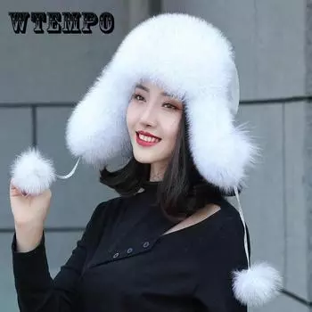 Соломенные шапки из лисьего меха для мужчин и женщин, зимние шапки из норки, имитирующие кроличий мех, монгольская шапка с защитой ушей, теплая хлопковая шапка One size
