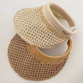Соломенные шляпы с пустым верхом для женщин и девочек, модные, универсальные, с защитой от ультрафиолета, с открытыми козырьками для летних путешествий, отдыха на пляже бежевый